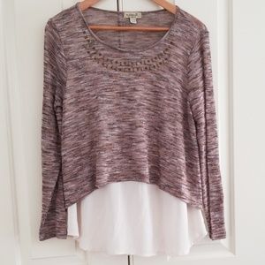 One World long sleeve mock sweater with blouse